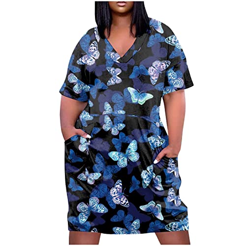 GIANTHONG Neck Dress for Women Long Evening Dresses for Women Lace Midi Dress for Women Slit Loose Midi Dress Womens Puff Sleeve Dress Tool Dress for Women Below the Knee Dresses for Women Navy