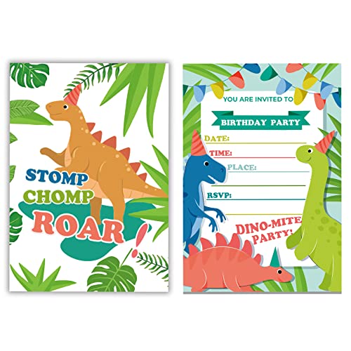 Dinosaur Birthday Invitations for Boys and Girls with Envelopes - (Pack of 25) - Dino Party Invites Dinosaur invitations party supplies