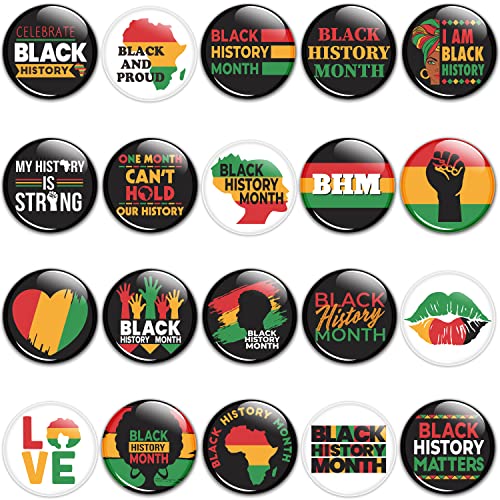 Dvbonike 40Pcs Black History Month Buttons Pins Black Power Round Badges Black and Proud Decoration My History Is Strong Brooch Pin for Black lives Matter Activity Supplies Clothe Bag Accessories