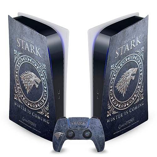 Head Case Designs Officially Licensed HBO Game of Thrones House Stark Sigils and Graphics Vinyl Faceplate Sticker Gaming Skin Decal Cover Compatible with Sony PS5 Digital & DualSense