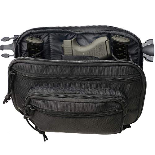 ComfortTac Ultimate Fanny Pack Holster Compatible with Glock 42, 43, 26, 27, S&W Bodyguard, Shield, Springfield XDs, Taurus, Sig, and Most Subcompact and Compact Pistols - Black (Subcompact)