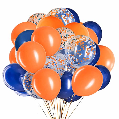 Blue and Orange Balloons 12 inch,Navy Blue and Orange Balloons,Blue and Orange Confetti Balloons,50 PCS