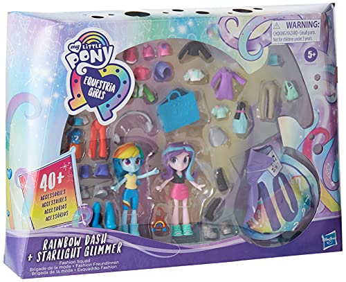 My Little Pony Equestria Girls Fashion Squad Rainbow Dash and Starlight Glimmer Mini Doll Set Toy with Over 40 Fashion Accessories