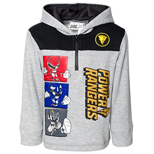 Power Rangers Toddler Boys Fleece Half Zip Hoodie Gray 4T