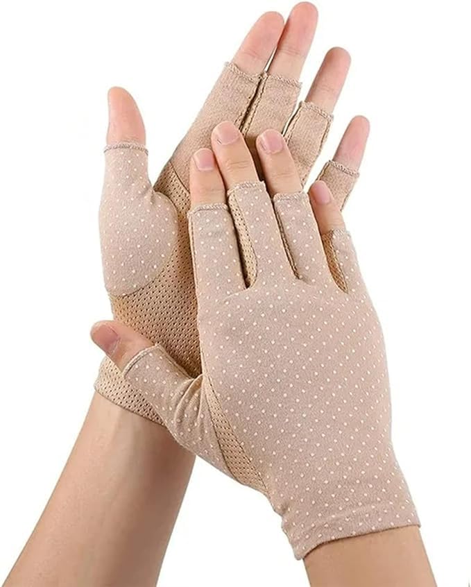 INOGIH Women Sunblock-Fingerless Gloves UV-Sun-Protection Driving Non-Slip Outdoor Gloves for Women Girls