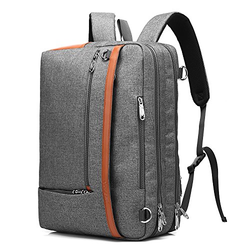 CoolBELL Convertible Backpack Shoulder Messenger Bag Laptop Case Business Briefcase Leisure Handbag Multi-functional Travel Rucksack Fits 17.3 Inch Laptop For Men/Women/Travel (New Grey)