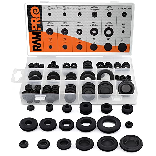 125pc 18 Sizes Rubber Grommet Kit - Includes Rubber Grommets for Wiring, Rubber Hole Plugs, and Automotive Firewall Grommet (1/4” 5/16” 1/2” 7/32” 3/8” 9/16” 5/16” 5/8” 3/4” 7/8” 15/16” 21/32” 1”)