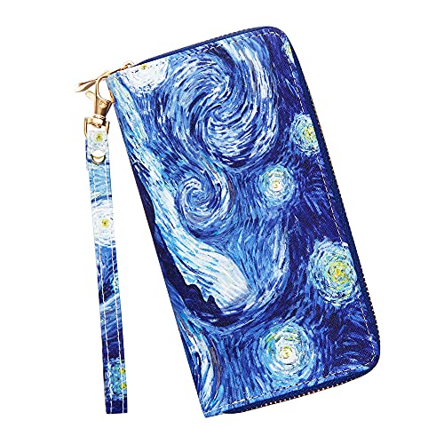 KUKOO Women’s Printed Zip Around Wallet Phone Clutch Purse Card Holder Organizer
