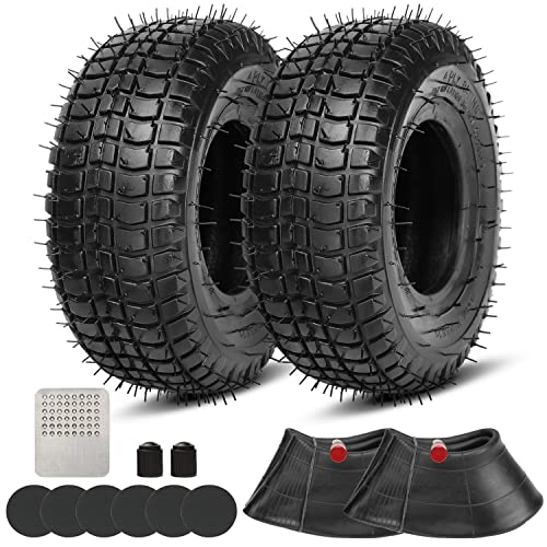 GREHUA 9x3.50-4 9x3-1/2 Tire and Inner Tube for 49cc 2-stroke Mini ATV Gas Skateboard Scooter Mini Choppers Go Kart Quad Garden Lawn mower Petrol Electric Scooter Tractor Hand Trucks Parts 2 Set