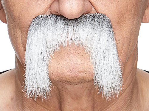 Mustaches Self Adhesive Winnfield Fake Mustache, Novelty, False Facial Hair, Costume Accessory for Adults, Gray and White Color