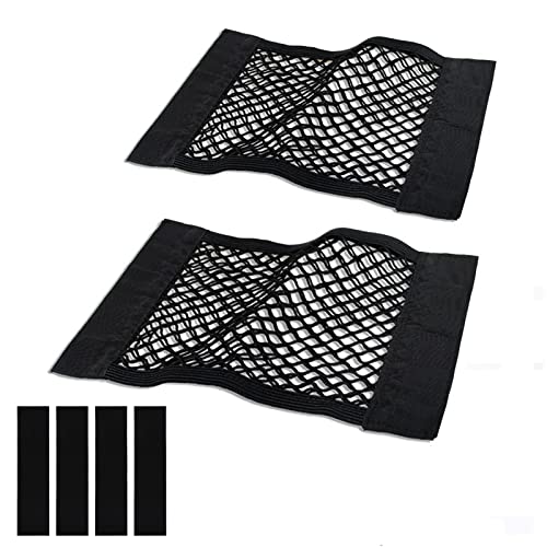 Universal Mesh Cargo Net for Car Trunk Storage,Elastic Small Automotive Cargo Net Pocket Wall Sticker Organizer Pouch Bag Storage for SUV,2 Pack with Tape Stickers