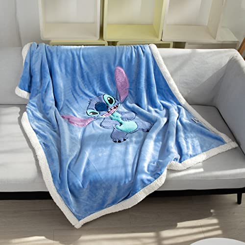 COSUSKET Kids Stitch Throw Blanket, 3D Animal Embroidery Sherpa Blanket Girls Gifts