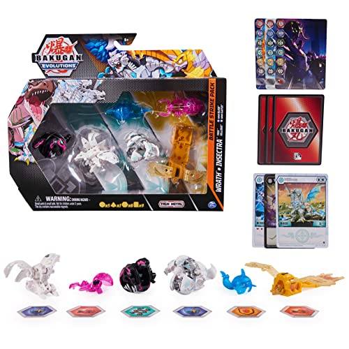 Bakugan Evolutions, Wrath and Insectra Battle Strike Pack, Includes 6 Bakugan action-figures, 9 trading -cards and 8 BakuCores, Kids Toys for Boys, Ages 6 and Up