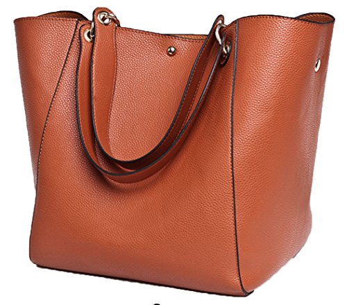 Large Capacity Work Tote Bags for Women's Waterproof Leather Purse and handbags ladies Waterproof Big Shoulder commuter Bag (Brown)