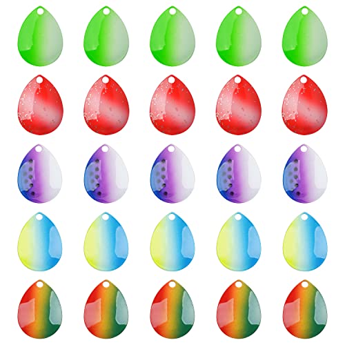 OROOTL Fishing Spinner Blades for Lure Making, 50pcs Colorado Blades Set DIY Fishing Supplies for Spinner baits Spoons Walleye Rig Trout Salmon Bass Fishing Spinner Blades Replacement