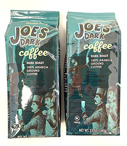 Trader Joe's Dark Roast Coffee 100% Arabica Ground 13 oz (Pack of 2)