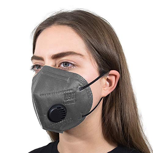 M96i Disposable Face Mask 5-Layer Breathing Valve Included 10 pack Made in USA Great for Work, School, Travel, Gym and Park (Graphite Gray)