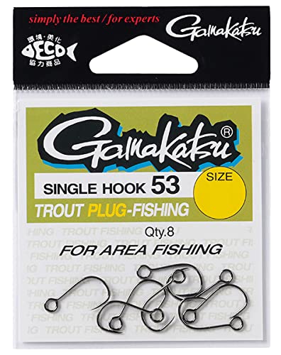 Gamakatsu 66258 Trout Hooks, Single Hook, No. 8, 8 Pieces, NS Black