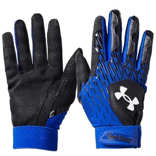 Under Armour Boys Youth Clean Up Baseball Gloves, (002) Black/Team Royal/White, Large