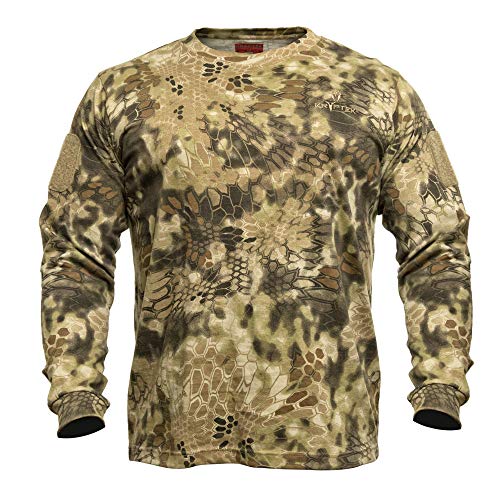 Kryptek Men's Standard Stalker Long Sleeve, 100% Cotton, Camo Hunting Tee, Highlander, X-Large