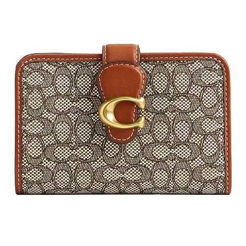 Coach Women's Mini Signature Jacquard Tabby Medium Wallet, B4/Cocoa Burnished Amb, One Size