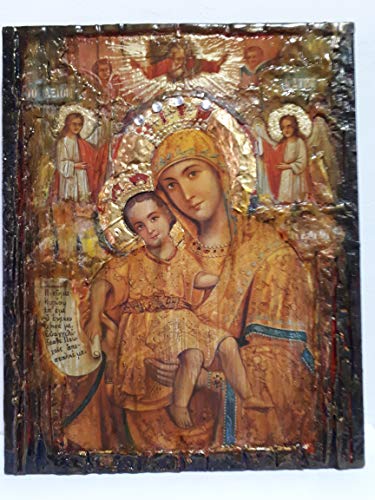 Virgin Mary and Jesus Christ AXION ESTI Icon- Greek Orthodox Russian Icons (Small)