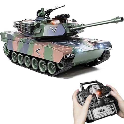 Supdex 1/18 RC Tank for Adults and Kids, 2.4G Remote Control Tank that shoots, 15 Channel  Battle Tank with Rotating Turret & Smoking Light & Sound Spray&Volume Adjustment Military Vehicles Model Toys