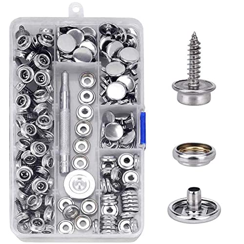 CENOZ 150 PCS Canvas Snap Kit Tool, Metal Screws Snaps Marine Grade 3/8' Socket Stainless Steel Boat Canvas Snaps with 2 PCS Setting Tool for Boat Cover Furniture (150 PCS)
