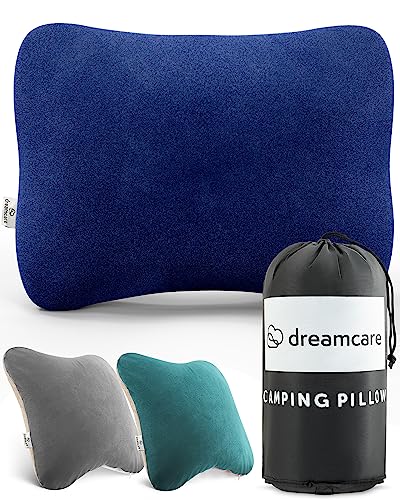 Camping Pillow, Memory Foam Travel Pillow for Sleeping, Backpacking, Pillows for Sleeping in Airplane (Medium, Blue)