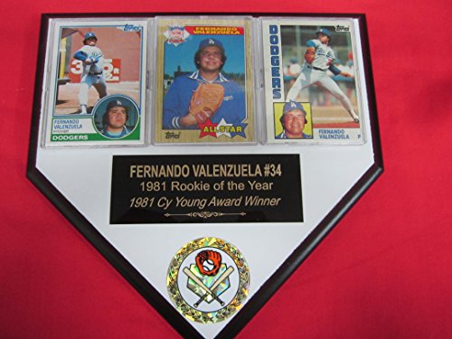Fernando Valenzuela Dodgers 3 Card Collector Home Plate Plaque to Amazon!
