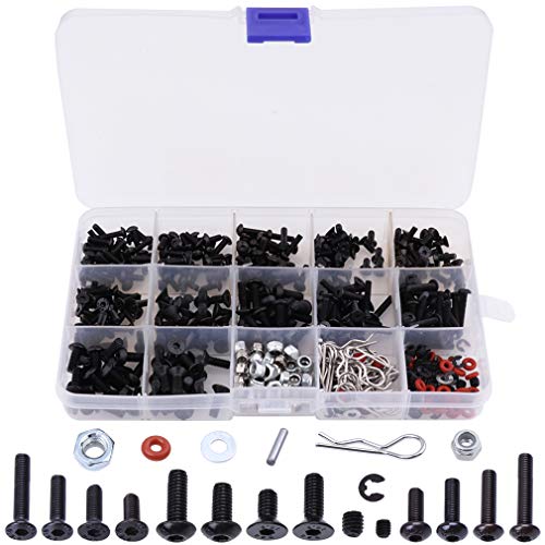 HobbyPark 500pcs Universal RC Screw Kit Screws Assortment Set, Hardware Fasteners for Traxxas Axial Redcat HPI Arrma Losi 1/8 1/10 1/12 1/16 Scale RC Cars Trucks Crawler
