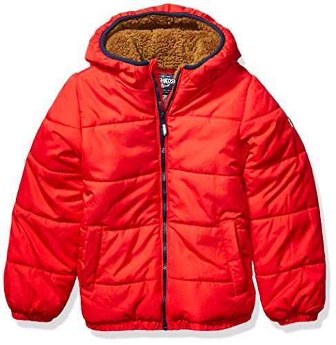 OshKosh B'Gosh Boys' Toddler Heavyweight Winter Jacket with Sherpa Lining, Red Alert, 4T