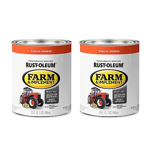 Rust-Oleum 280159-2PK Farm & Implement Enamel Paint, Quart, Kubota Orange, 32 Fl Oz (Pack of 2)