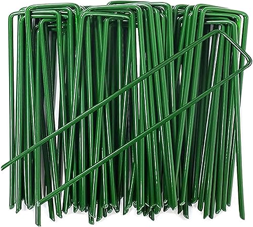 6 Inch Garden Stakes Galvanized Landscape Staples, U-Type Turf Staples for Artificial Grass, Rust Proof Sod Pins Stakes for Securing Fences Weed Barrier, Outdoor Wires Cords Tents Tarps, 50 Pcs