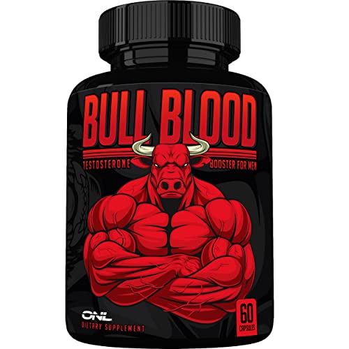 Bull Blood Testosterone Booster for Men - Testosterone Supplement for Stamina & Endurance - Maca Root, Horny Goat Weed, Tribulus Terrestris Extract & Tongkat Ali - Male Enhancing Supplement - 60 Ct