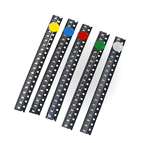 Vrabocry (5 Colors x 20 pcs = 100 pcs) 0805 SMD LED Diode Lights Assorted Kit (Mini Chip 2.0mm x 1.2mm for PCB DC 20mA) Super Bright Lighting Bulb Lamps Electronics Components Light Emitting Diodes