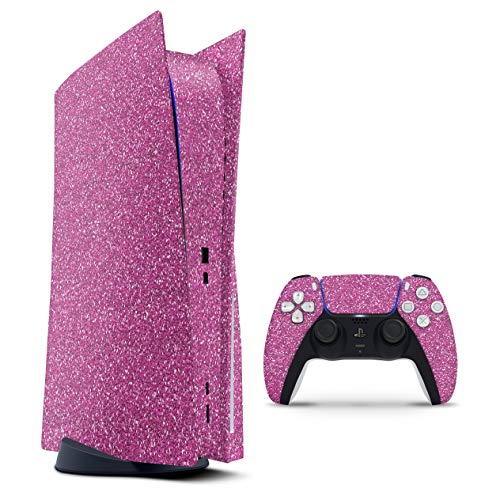 Design Skinz Sparkling Pink Ultra Metallic Glitter - Full-Body Cover Wrap Decal Skin-Kit Compatible with The Sony Playstation 4 Console + Controller