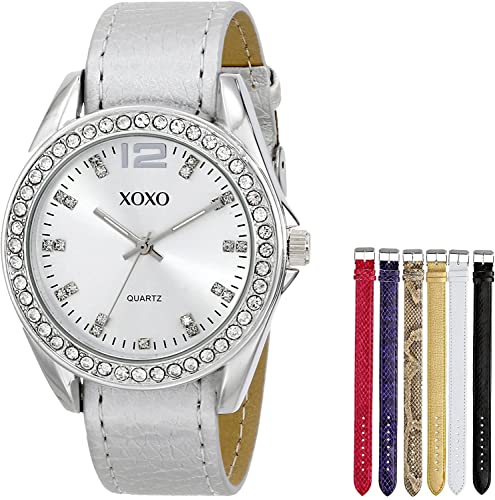 XOXO Women's XO9062 Silver-Tone Watch with Interchangeable Bands
