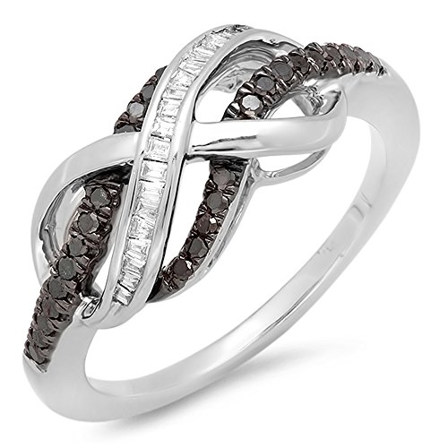 Dazzlingrock Collection 0.25 Carat (ctw) Sterling Silver Black & White Diamond Ladies Infinity Wedding Ring 1/4 CT, Size 6.5