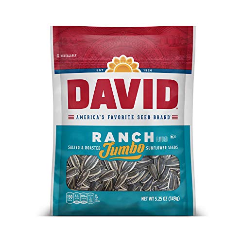 DAVID Seeds Ranch Flavored Salted and Roasted Jumbo Sunflower Seeds, Keto Friendly Snack, 5.25 OZ Bag