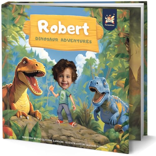 Personalized Children Story Book - Dinosaur Adventure - Customized Name & Photo - Baby Gifts - Kids Engaging Story - Elfink (Soft Cover)