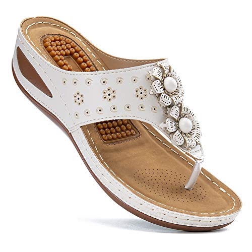Ecetana Womens Sandals Platform Wedge: Comfortable Dressy Casual Summer Beach Shoes Slides Walking Flip Flops for Women
