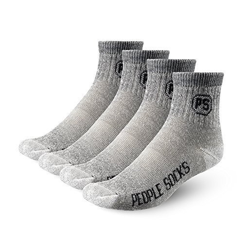 People Socks 4 Pairs Charcoal Black Large Quarter Unisex Womens Mens Socks