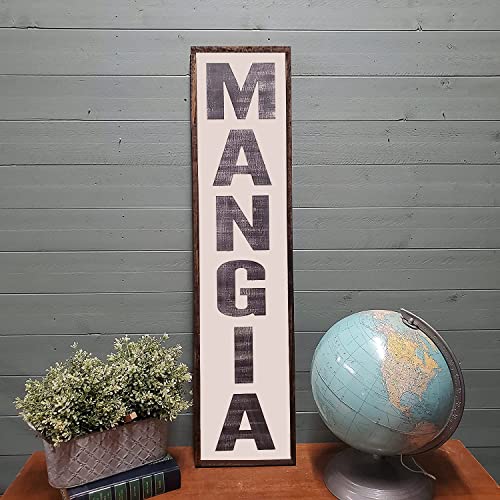 HOUVSSEN Cucina Sign Italian Kitchen Sign Italian Decor Mangia Sign Famiglia Sign Italian Sign Kitchen Sign Wood Signs with Quotes Wood Sayings Signs 4x16 Inch