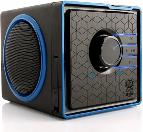 GOgroove SonaVERSE BX Wired Portable Speaker with USB Music Player - Cube Speaker with USB Flash Drive MP3 Input, 3.5mm AUX Port, Playback Buttons, Rechargeable 5 Hour Battery (Wired AUX Only)
