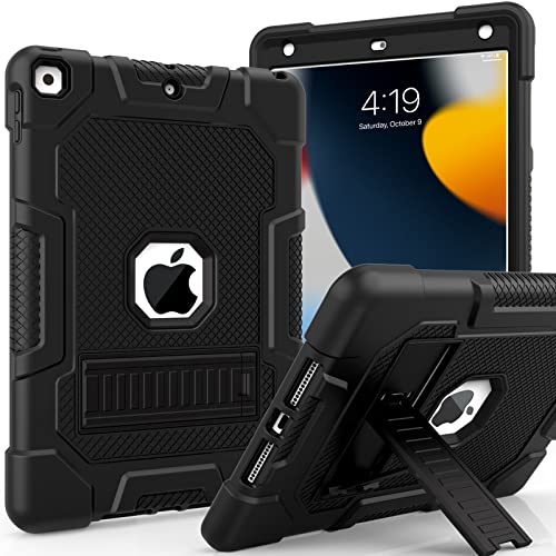TIMISM Case for iPad 9th Generation/iPad 8th Generation/iPad 7th Generation, Slim Hard Heavy Duty Shockproof Protective Case with Kickstand for iPad 10.2 inch 2021/2020/2019, Black