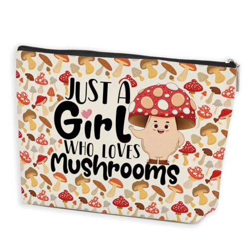 Mushroom Makeup Bag, Mushroom Stuff, Mushroom Accessories, Mushroom Gifts for Women Teen Girls Sister Friend Graduation Friendship Birthday Gifts for Mushroom Lovers, Cosmetic Bag Travel Toiletry Bag