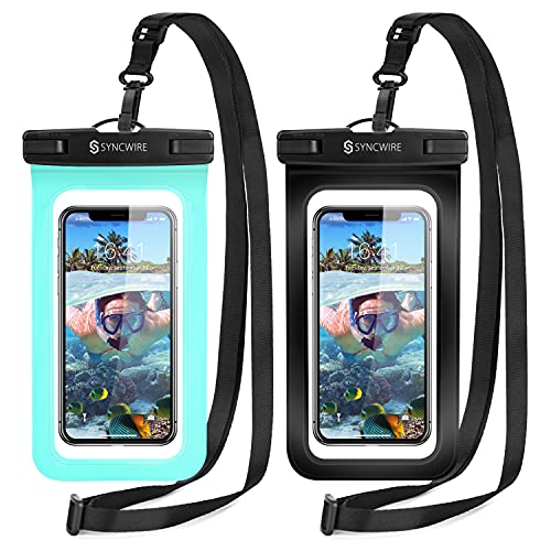 SYNCWIRE Waterproof Phone Pouch [2-Pack] - Universal IPX8 Waterproof Phone Case Dry Bag with Lanyard for iPhone 15/14/13/12/11 Pro XS MAX XR X 8 7 6 Samsung S23 S22 S20 and More Up to 7 Inches