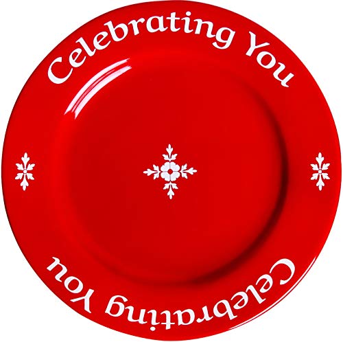 Celebrating You Red Plate in custom Gift Box. Birthday Plate, Mother’s Day, Wedding, Anniversary, Holiday Gift, Red Dinner Plate, Quality Personalized Special Red Plate Microwave & Dishwasher Safe