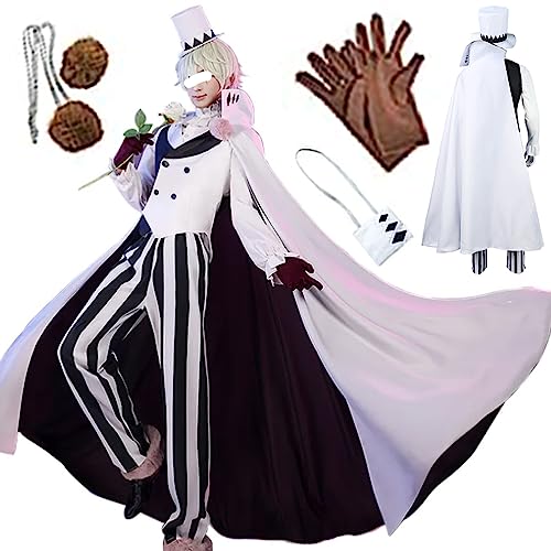 AIUKAKP Nikolai Cosplay Outfit Uniform Bungo Dogs Cosplay Costume Hat Sigma Costume Wig Cape White Halloween